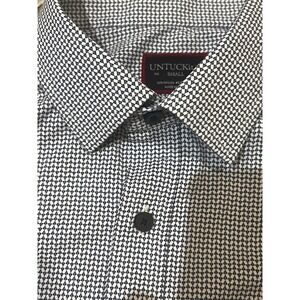 Untuckit Shirt Mens Small Blue White Geometric Tiefenbrunner Performance Casual